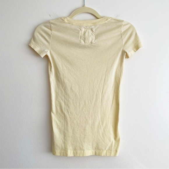 Abercrombie and fitch butter yellow spell out tee shirt 3d logo baby tee y2k XS - Picture 2 of 9